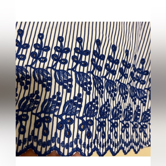 Tuckernuck Cinzia Blue Stripe Eyelet Skirt Size M NWT Cotton Blend Midi Boho - Picture 11 of 13